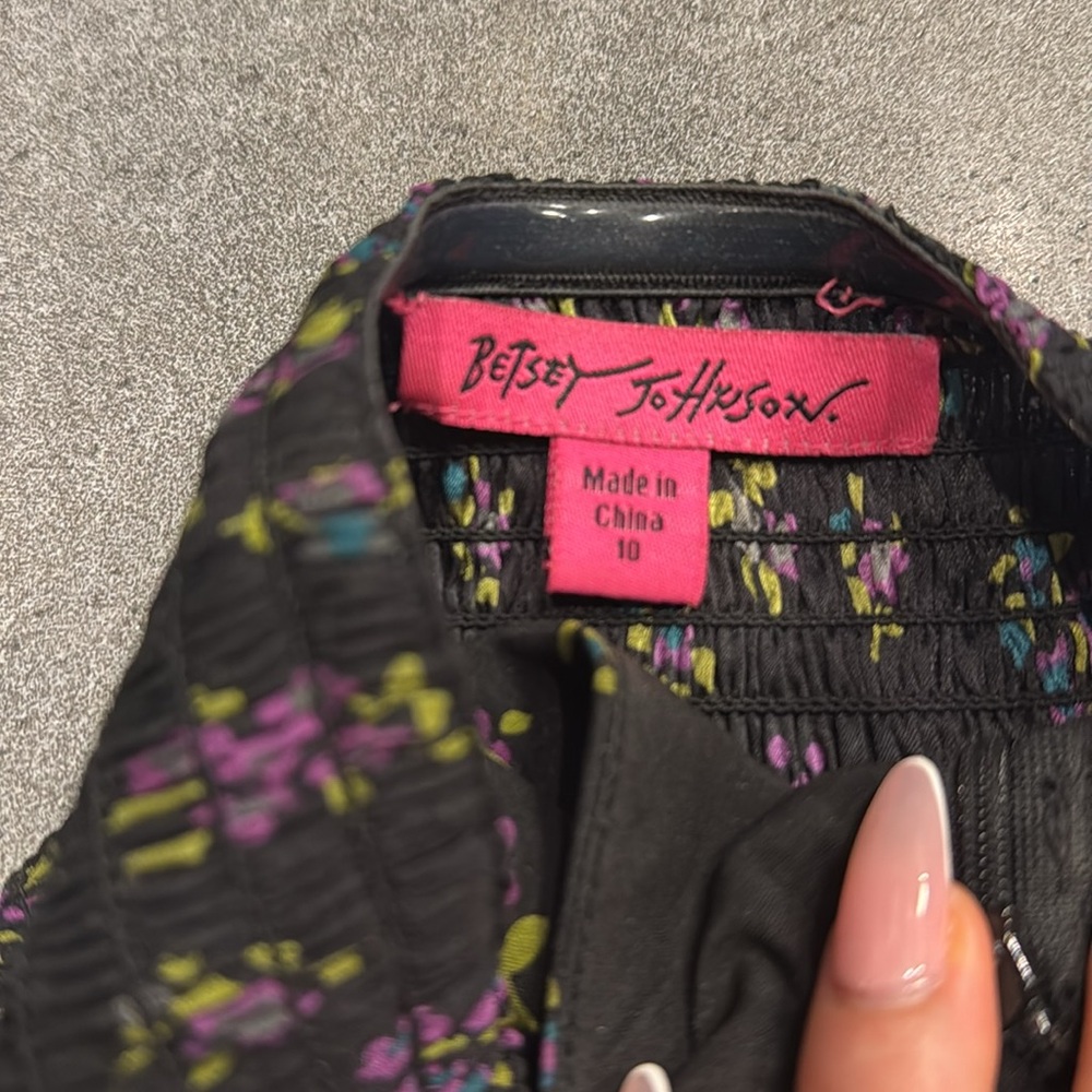 Vintage Y2K Betsey Johnson Strapless Floral Dress – Purple & Black (Size 10) - Picture 4 of 4